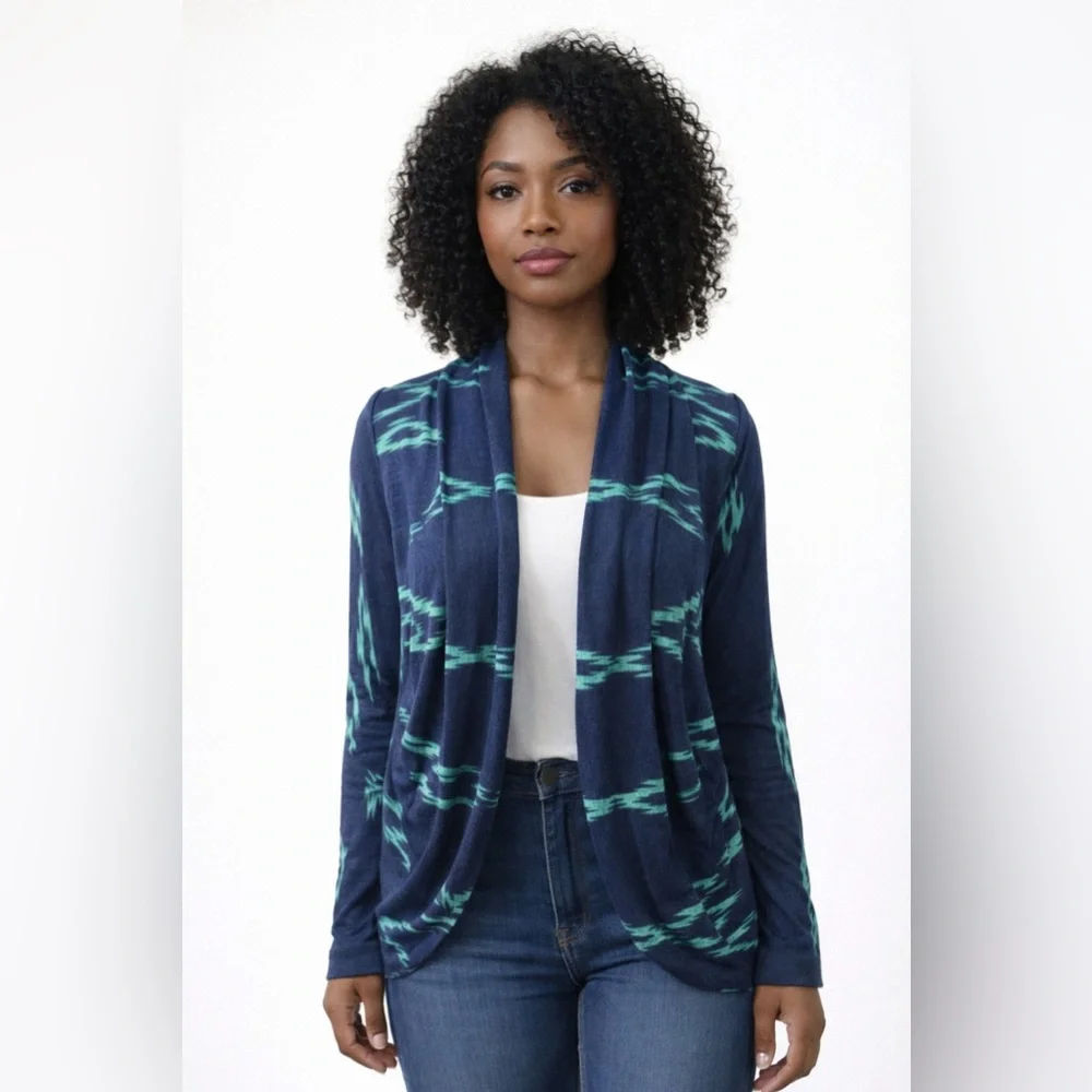 Pinkblush Open Front Cardigan Navy Blue Boho Lightweight Layering Sweater S
